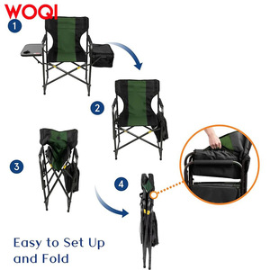 เก้าอี้พับได้ Woqi สำหรับใช้งานกลางแจ้ง พร้อมโต๊ะข้างและกระเป๋าเก็บความเย็น เก้าอี้พกพาสำหรับตั้งแคมป์ สีเขียวเข้ม ผ้า Oxford - Product Image 2