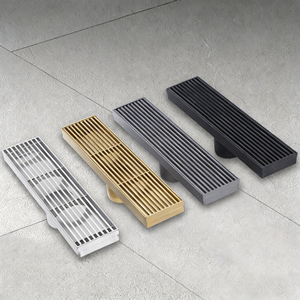 Rejilla de drenaje de suelo rectangular de acero inoxidable 304 antiobstrucción con descarga lateral extendida de alto flujo para baño, acabado mate - Product Image 3