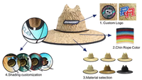 Chapeau de paille de sauveteur d'été en gros, chapeau de pêche, impression de logo personnalisée, sombrero américain, chapeau de plage, surf, voyage, unisexe, adultes