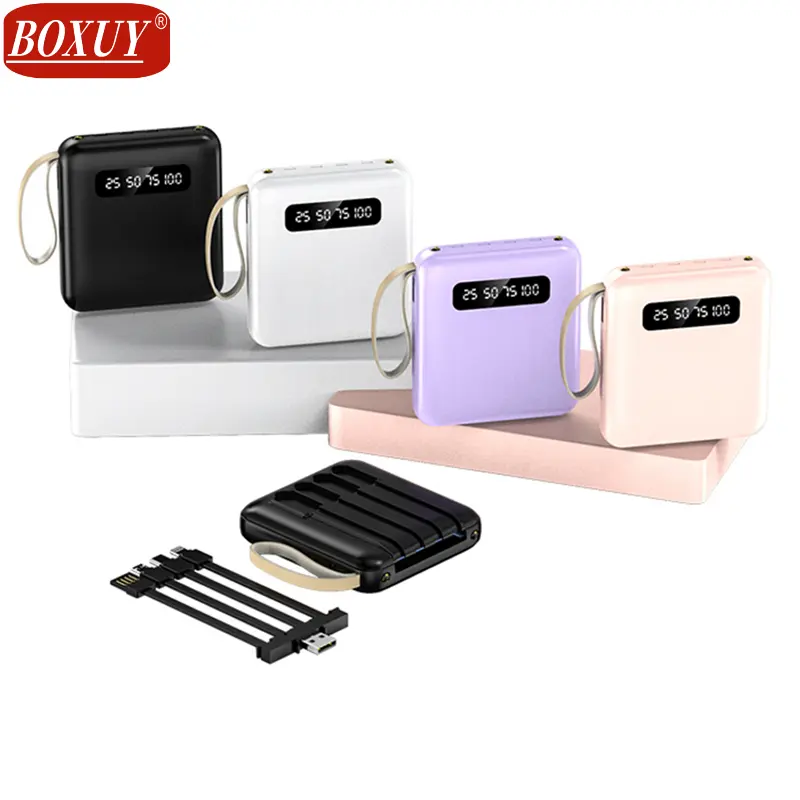 Factory wholesale with 2USB Output Comes with 1 to 4 output charging cable mini 10000mah powerbanks 15000 mah