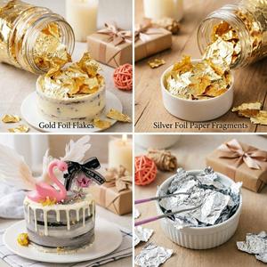 Feuilles d'Or 24K en Gros, Paquet de 2g, Emballées en Bouteille, Feuilles d'Or, d'Argent et d'Or Rose pour Artisanat, <span class=keywords><strong>Non</strong></span> Comestibles, Durée de Conservation de 3 Ans - Product Image 6