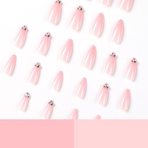 24 pièces <span class=keywords><strong>rose</strong></span> français strass brillant diamant Art acrylique presse sur ongles ongles artificiels personnaliser bonbons <span class=keywords><strong>faux</strong></span> ongles 2123 - Product Image 5