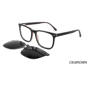 2024 élégant nouveau cadre de lunettes en acétate pratique Clip magnétique sur lunettes porte-lunettes de soleil pour hommes pour femmes
