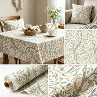 Tissu en toile imperméable imprimé floral William Morris Bule Wild Tulip, personnalisé en usine, pour nappe et décoration de rideaux d'extérieur