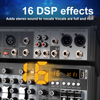 Console de mixage audio numérique professionnelle KA6, 7 canaux, 16 effets DSP, mixeur audio USB 48v