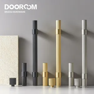 Dooroom Brass Furniture Handles Modern Knurled Cupboard Wardrobe Dresser Shoe Box Drawer Cabinet Knobs T-Bar