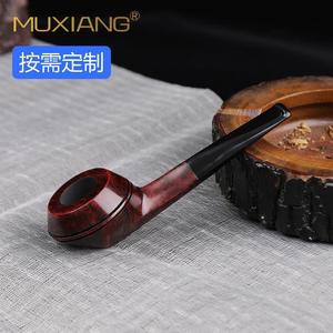 Muxiang Briarwood Pipe Bulldog Design Solid Wood Tobacco Pipe Customizable - Product Image 1