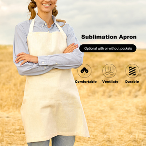 Topjlh 승화 사용자 정의 로고 주방 앞치마 청소 다기능 홈 요리사 주머니와 옷 베이킹 성인 도매 - Product Image 4