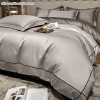 Ensemble de literie brodé 4 pièces pour chambre d'adultes, housse de couette en coton, taie d'oreiller, couvre-lit, ensemble de draps simples, linge de lit