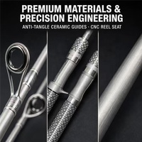 Canne à pêche spinning et casting en fibre de carbone haute performance, action rapide, ultra-légère, 2 brins, pour la pêche en lac, pour truites et bass, 1.68m, 1.8m, 1.98m, vente en gros