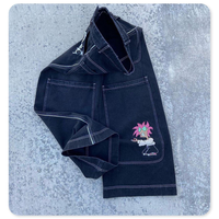 Pantalon en jean vintage Y2K brodé graffiti, coupe ample, jambe large, streetwear rétro, denim, 15 ans d'expérience OEM, échantillons de haute qualité