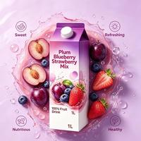 Groothandelsprijs Gable Top Carton Drankje Gemengde Bessen Fruitdrank Pruim Blauwe Bes Aardbei Gemengde Sap