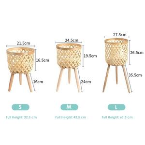 Fournitures <span class=keywords><strong>de</strong></span> jardinage Porte-pot <span class=keywords><strong>de</strong></span> fleurs tissé intérieur extérieur Support pour plantes en bambou Décoration intérieure - Product Image 1