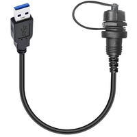 Étanche USB 3.0 à USB C femelle câble montage sur panneau prise filetage câble d'extension avec couvercle