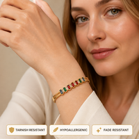 Bracelet manchette articulé géométrique doré en acier inoxydable avec incrustation de zircon synthétique, poli miroir, plaqué PVD, pour femme, vente en gros