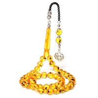 Perles d'ambre jaunes étonnantes avec des insectes et des fourmis réelles à l'intérieur, 10 mm, 51 perles rondes, faites à la main, chapelet Tasbih