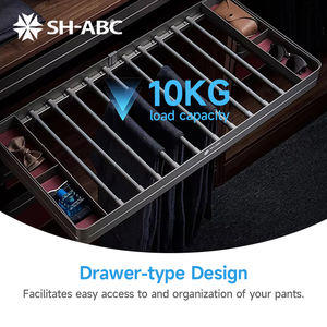 Organisateur de rangement pour armoire, tiroir <span class=keywords><strong>coulissant</strong></span> à fermeture douce, <span class=keywords><strong>porte</strong></span>-pantalons <span class=keywords><strong>coulissant</strong></span>, supports et étagères de rangement, aluminium gris - Product Image 2