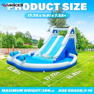 Parc aquatique gonflable double avec toboggan, <span class=keywords><strong>piscine</strong></span> à jets d'eau et mur d'escalade, structure aquatique gonflable Oxford avec souffleur <span class=keywords><strong>pour</strong></span> le plaisir familial - Product Image 2