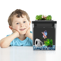 Petit aquarium pour poissons, kit de 1,5 gallon, aquarium pour betta avec pompe à eau silencieuse, filtre, lumière LED, bol à poissons