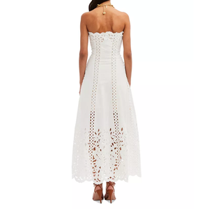 Clothes Wholesale Factory Custom Summer Women Fashion Loose Printed Strapless Floral Cutout Casual Long Elegant <strong>Dresses</strong> - Product Image 2