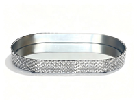 Ensemble de plateaux ovales en métal argenté avec base miroir, plateaux miroir décoratifs pour bijoux, cosmétiques, desserts, table, décoration de mariage et de fête à domicile