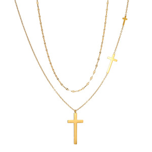 Collar de Cadena Cruzada de Acero Inoxidable Chapado en Oro, el Más Vendido en Joyería para Mujer 2026 - Product Image 3