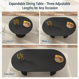 Mesa de Comedor Ovalada Moderna, Mesa de Cocina Redonda Extensible con Base Acanalada, Mesa de Comedor Extensible para 4-8 Personas - Product Image 3