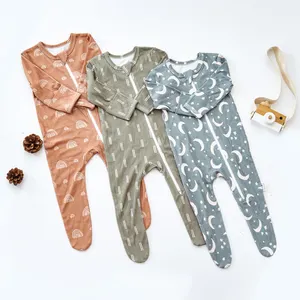 Happyflute jumpsuit bayi lembut baju bayi katun bambu produsen baju monyet bayi ritsleting lengan panjang pakaian satu potong