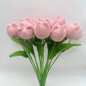 ดอกทิวลิปถักโครเชต์ทำมือจากเส้นด้ายถักทอ งานฝีมือสร้างสรรค์ ขายส่งราคาพิเศษ สำหรับตกแต่งบ้านและเป็นของขวัญ - Product Image 2