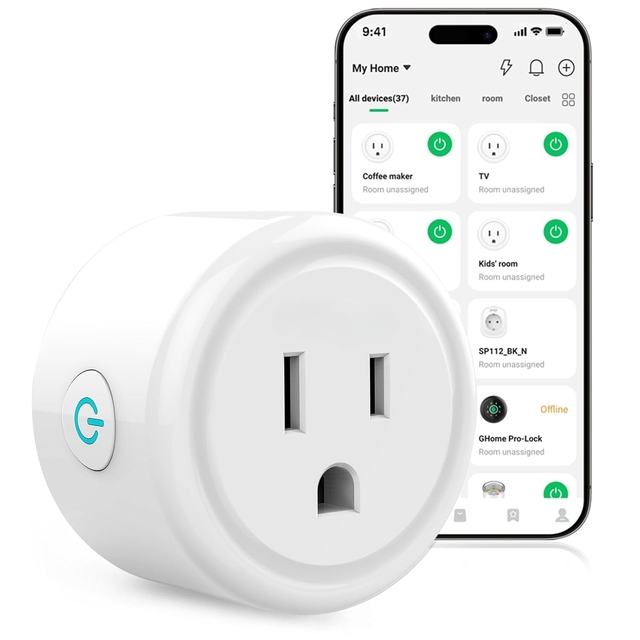 WiFi Smart Plug 16A 2 Outlets Dual Voltage Compatible Alexa Google Home Remote Control Timer Function Plastic Material