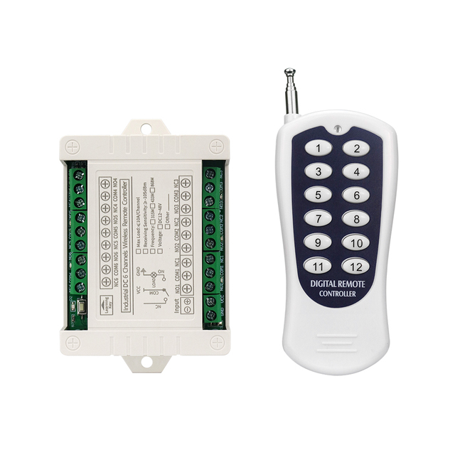 DC 12V-48V 6CH Wireless RF Remote Control Receiver Switch 100m Long Range 433MHz Transmitter LED Lamp Motor Universal Use AAA