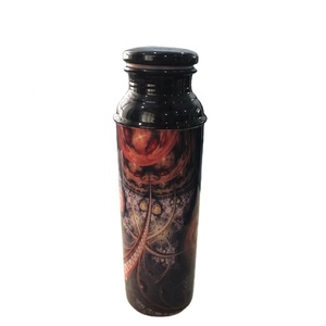 Pleasant Printed Copper Bottle Premium Pure Copper Water Bottle Top Trending Designed Copperware Portable <b>Drinkware</b> - Product Image 3