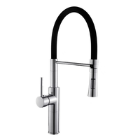 Robinet de cuisine à tirette à poignée unique avec valve en céramique à col flexible Installation à un trou en laiton noir moderne Style classique