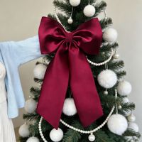 Grands ornements en satin extensible bordeaux en forme de nœud pour guirlande de sapin de Noël, décorations suspendues pour créer une ambiance festive