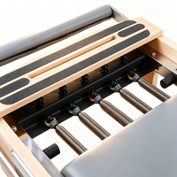 Reformer de Pilates pliable Feelgala en bois d'érable importé, 5 ressorts, appui-tête réglable, roue universelle, microfibre, pour studio de Pilates