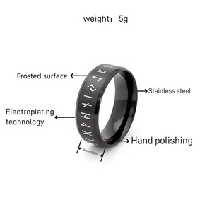 24 de los más vendidos en Europa <span class=keywords><strong>y</strong></span> América: Anillo de doble paso con runas vikingas nórdicas, diseño de runas de fantasía, artículo de moda - Product Image 2