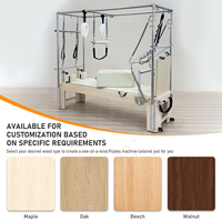 Cama de Pilates Multifuncional de Madera con Sistema Integrado de Reformer y Torre para Entrenamiento de Cuerpo Completo