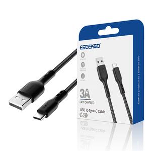 Câble de données USB vers Type-C tressé en nylon ESEEKGO 1M/3.3FT G-31B, conducteur en cuivre pur pour ordinateur Android, écouteurs, anti-casse - Product Image 1