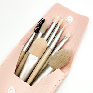 Ensemble de 8 pinceaux de maquillage de voyage OEM ODM, poils en nylon, manche en plastique, kit de pinceaux cosmétiques portables pour le visage, anticernes, fond de teint, avec sac en PU - Product Image 4