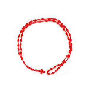 Handmade <strong>Red</strong> <strong>String</strong> Knot Cross Pendant Necklace Black <strong>String</strong> Rosary Necklace Cord Prayer Necklace - Product Image 1