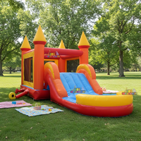 Château gonflable commercial avec toboggan aquatique, combo château gonflable en PVC avec piscine à jets d'eau pour enfants, aire de jeux extérieure
