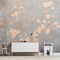Papier peint floral vintage, papier peint mural personnalisé, papier peint mural à fleurs de pêche douces pour le salon, la chambre à coucher, la décoration de la maison, salon