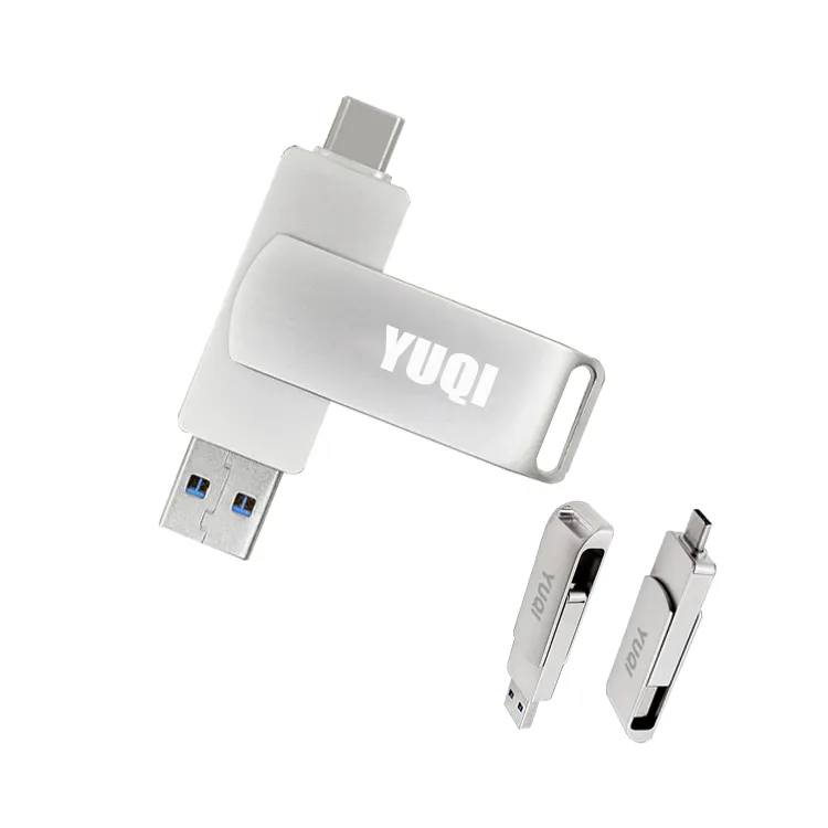 YUQI Top Selling Usb C Memory Sticks 8GB 16GB 32GB 64GB 128GB pendrive 2.0 3.0 Metal Type Usb C Thumb Flash Drive