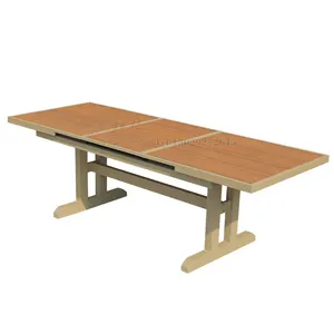 Space-saving outdoor patio set Rectangular expandable plastic wood dining table uses the villa and courtyard