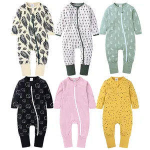 wholesale baby romper unisex linen baby clothes cotton knitted toddler clothing double zipper bodysuit supplier