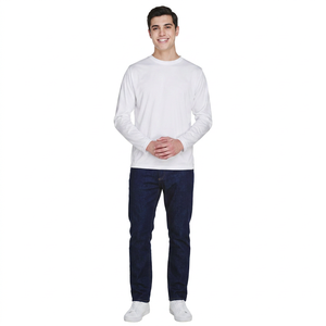 Camisetas Blancas de Algodón/Fibra de Algodón de Corte Regular y Manga Corta, Estampadas con Serigrafía Ecológica Personalizada para Hombre, al por Mayor - Product Image 1