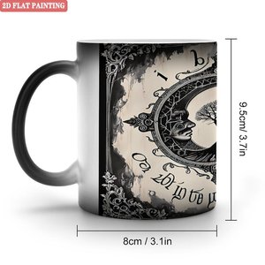 Taza de Café para la Rutina Matutina, Negra Esmerilada, 11 oz, Cerámica, Cambia de Color con el Calor, Taza Mágica - Product Image 1