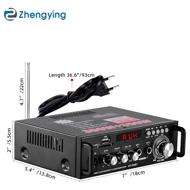 Hot Sales AV-298BT Car Amplifier Audio Stereo Power BT FM Radio 2CH Home Theater Amplifiers Mini Amplificador Audio
