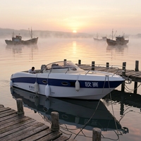 Bateau de pêche à cabine fermée de 32 pieds en FRP, bateau à moteur hors-bord, bateau rapide, navire de transport côtier