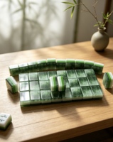 Lot de 160 tuiles de Mahjong américain transparentes vertes à 4 couches, motif traditionnel Brume Verte, pour la vente en gros